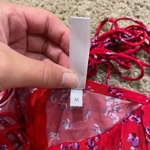 Rat & Boa Women’s Fia Red Micro Floral Tie Strap Dress Size M Mini Slip Dress - Picture 6 of 11